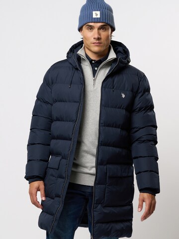 U.S. POLO ASSN. Wintermantel 'Albert' in Blauw: voorkant