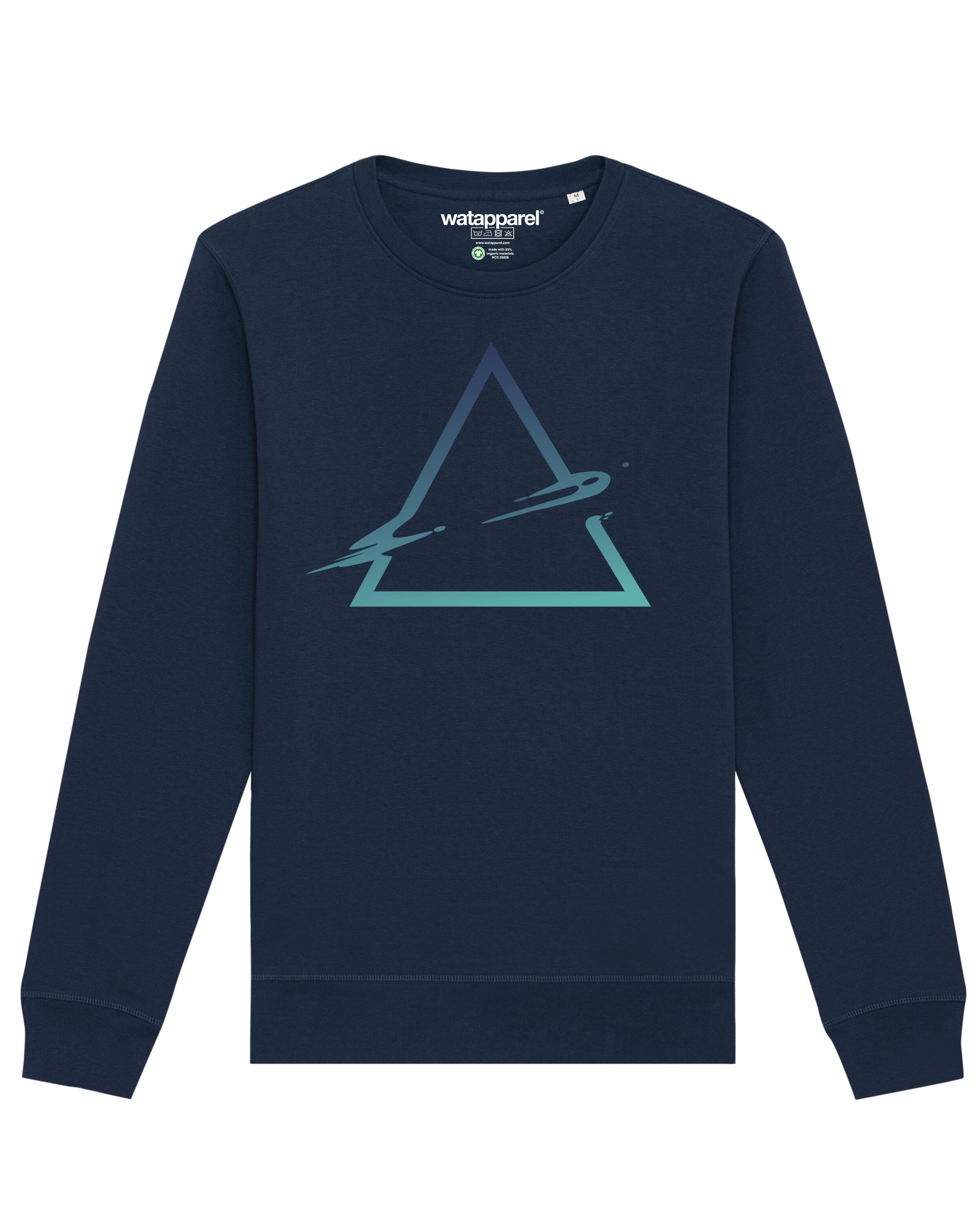 Sweat-shirt ' Triangle ' Watapparel en bleu : devant