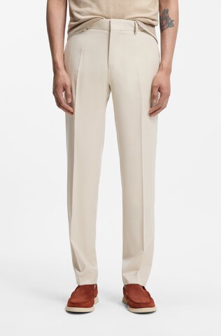 BOSS Slim fit Pleated Pants 'Genius' in Beige: front