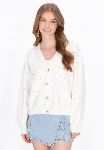 MYMO Gebreid vest in Wit: voorkant