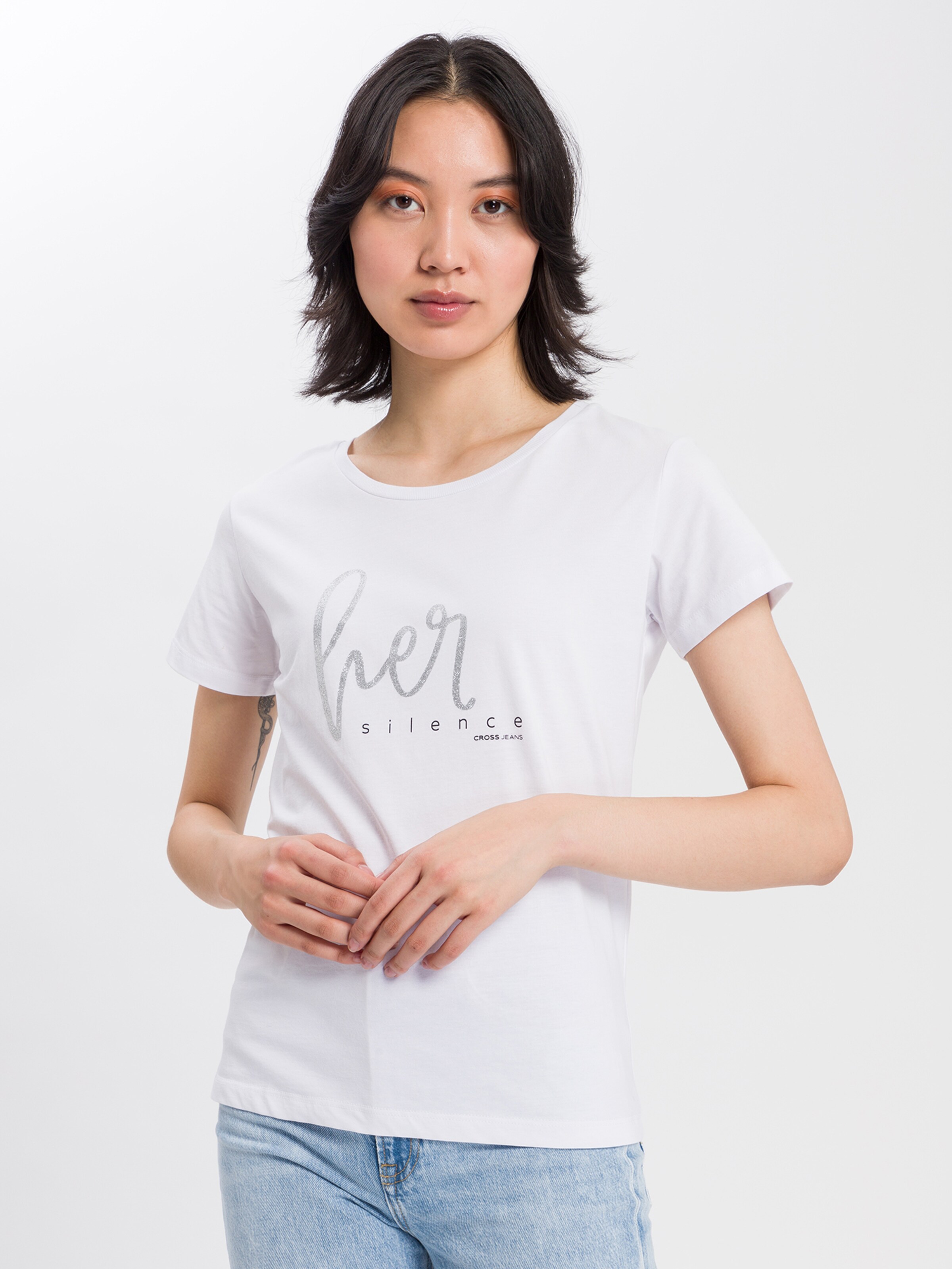 Frauen Shirts & Tops Cross Jeans T-Shirt in Weiß - LE07001 Frauen Shirts & Tops Cross Jeans T-Shirt in Weiß - LE07001