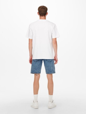 T-Shirt 'Fred' Only & Sons en blanc