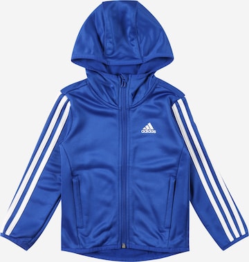 ADIDAS SPORTSWEAR Athletic Zip-Up Hoodie 'Designed 2 Move 3-Stripes' in Blue: front