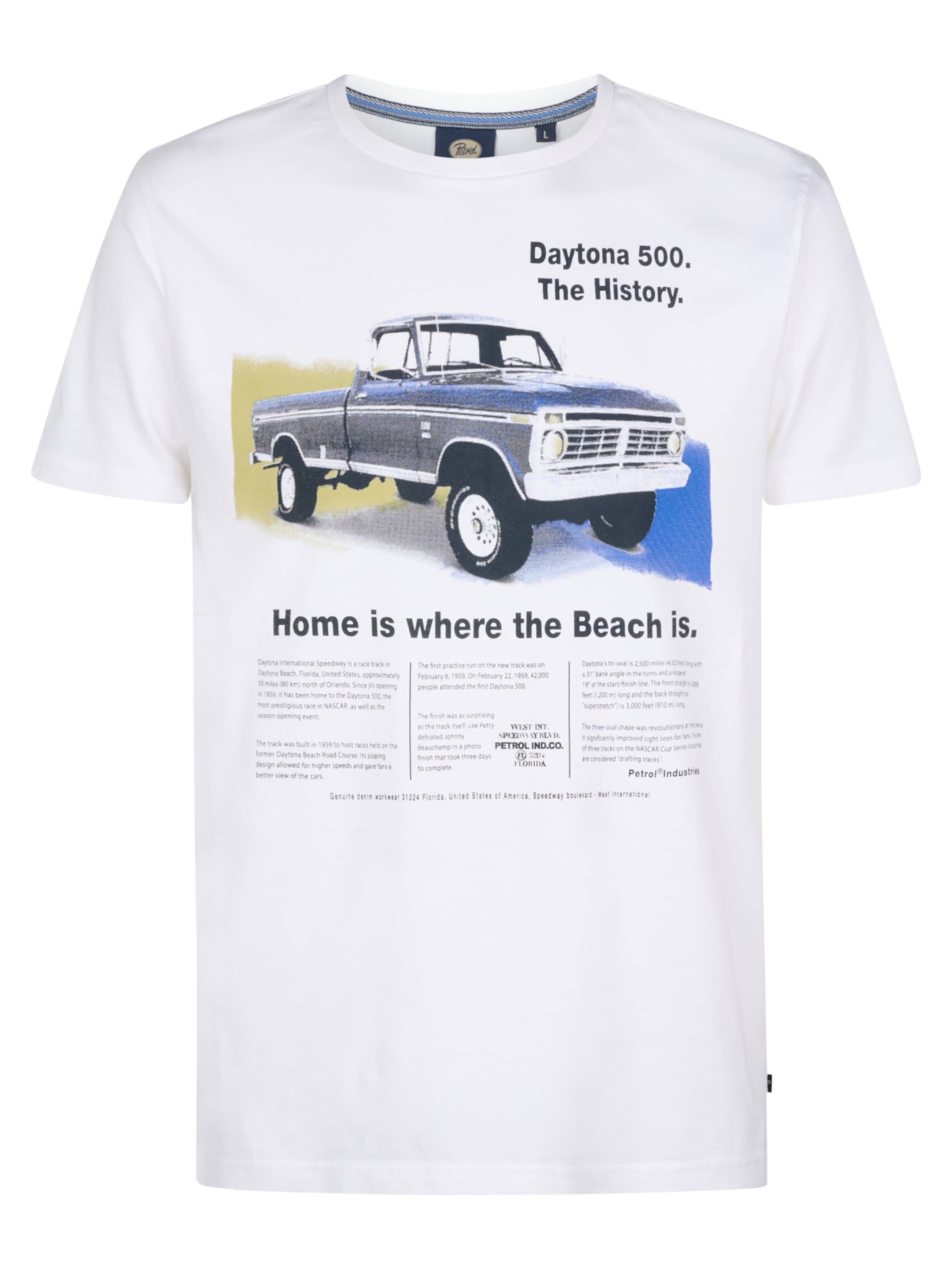 Petrol Industries Tričko 'Lido' - Biela: predná strana
