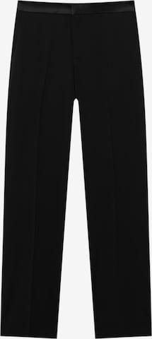 Pull&Bear Regular Trousers with creases in Black: front