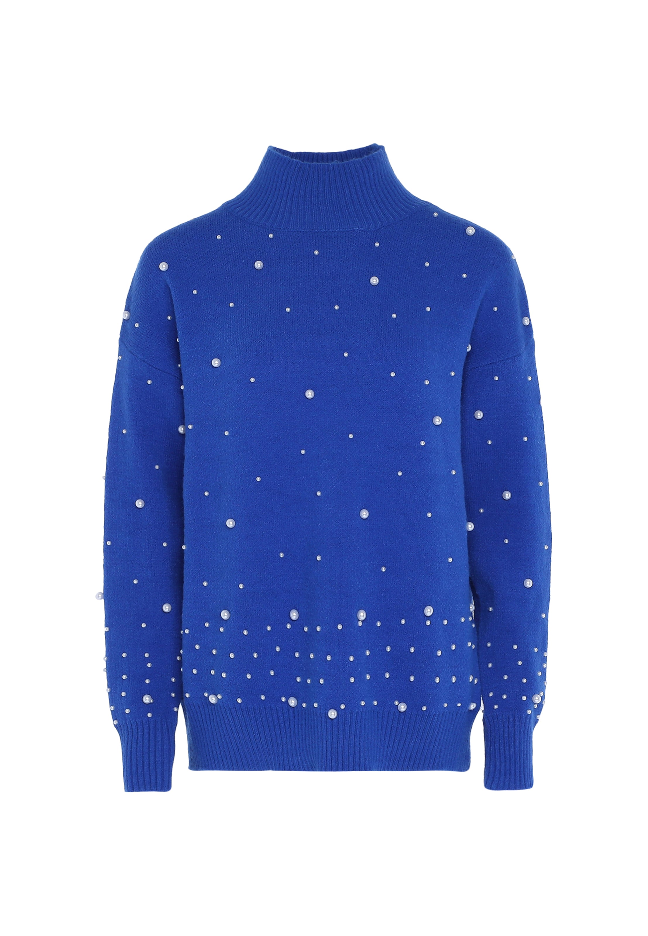 Pullover di faina in blu: frontale