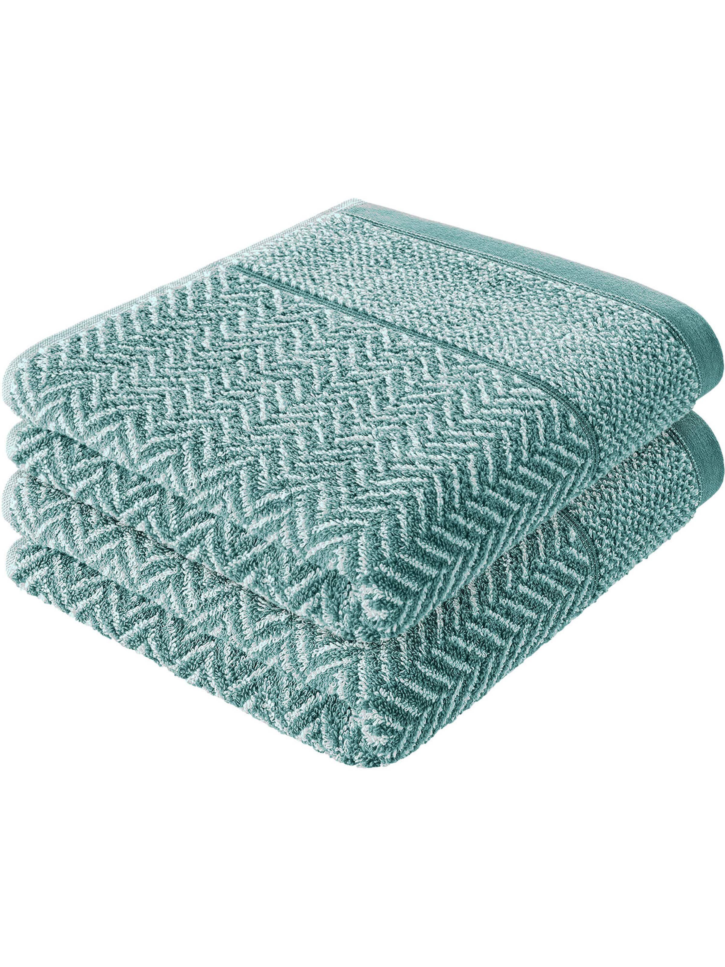 Herzbach home Handtuch Italian im 2er SET, Flächengewicht 500 gsm in Grün: Vorderseite
