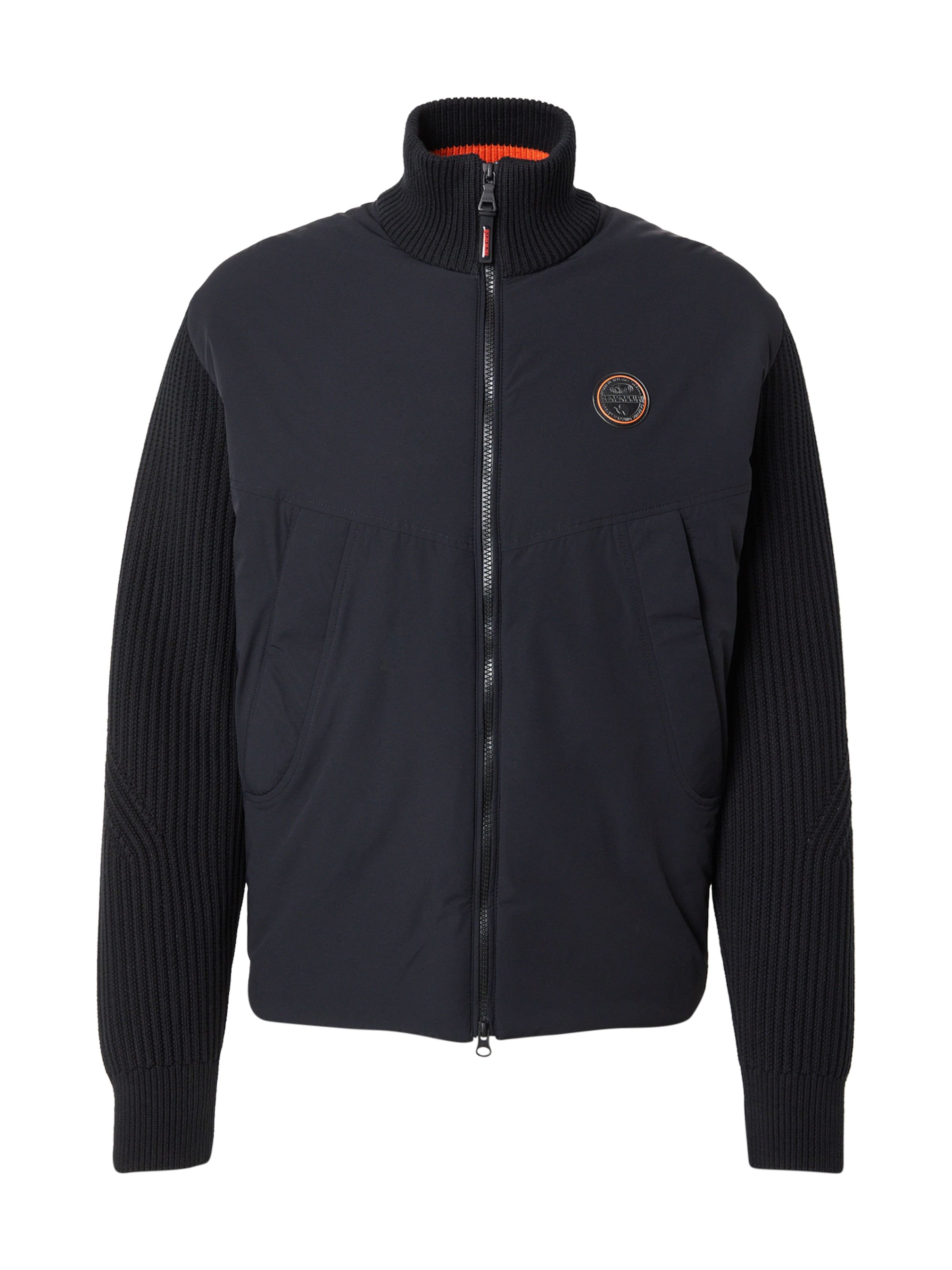 NAPAPIJRI Πλεκτή ζακέτα 'SERAVEZZA' σε μαύρο: μπροστά