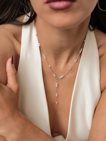 Chaîne 'Cluster Pearl Y Chain' Hey Happiness en argent : devant