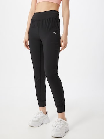 PUMA Tapered Workout Pants in Black: front