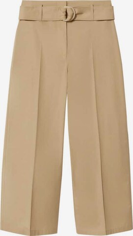 Wide Leg Pantalon à plis 'Minimal' MANGO en beige : devant