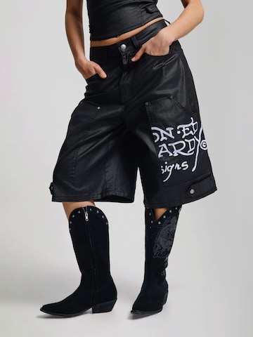 Ed Hardy Wide leg Jeans in Zwart: voorkant