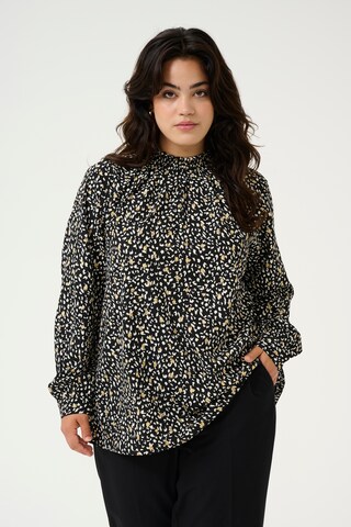 KAFFE CURVE Blouse 'Malena' in Zwart: voorkant
