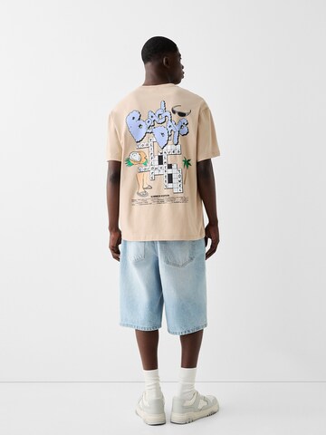 Bershka T-Shirt in Beige