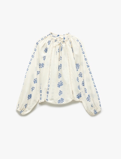 Koton Bluse in ecru / kobaltblau, Produktansicht