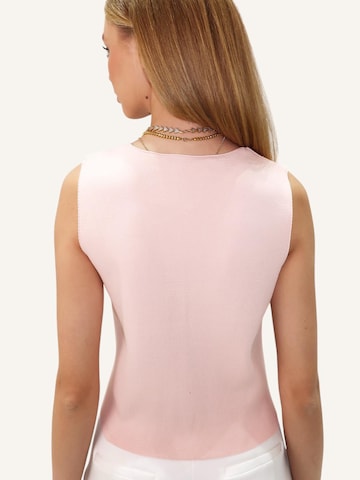 Trend Alaçatı Stili Πλεκτό γιλέκο σε ροζ