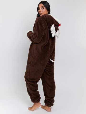 Loungeable Pajama 'Reindeer' in Brown