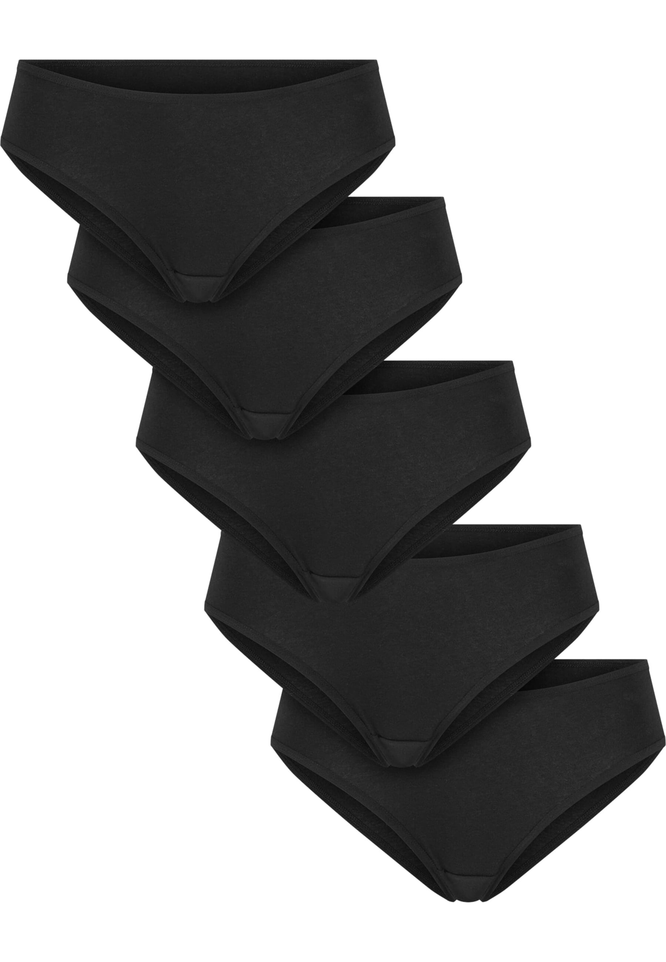 Urban Classics Ladies Basic Cotton Brazilian 5-Pack ' ' in Schwarz: Vorderseite