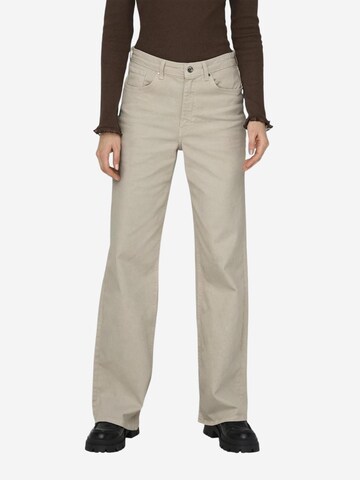 Wide leg Jeans 'ONLJUICY HW WIDE LEG DNM REA NOOS 15288219' di ONLY in beige: frontale
