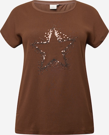 T-shirt 'LOUISA' ONLY Carmakoma en marron : devant