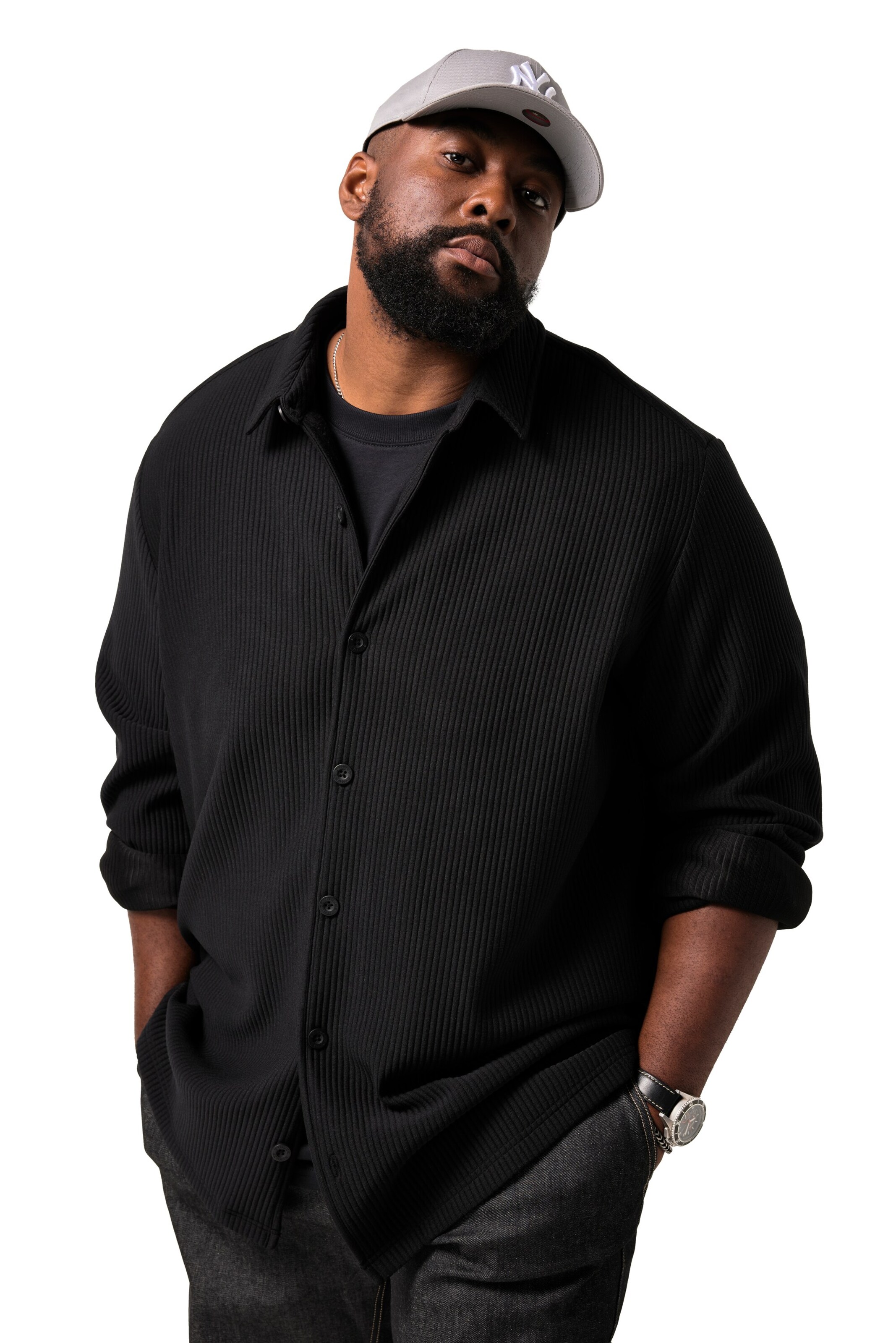 STHUGE Comfort fit Overhemd in Zwart: voorkant