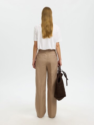 Wide Leg Pantalon à pince SELECTED en beige
