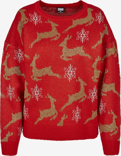 Urban Classics Пуловер в светлокафяво / червено / бяло, Преглед на продукта