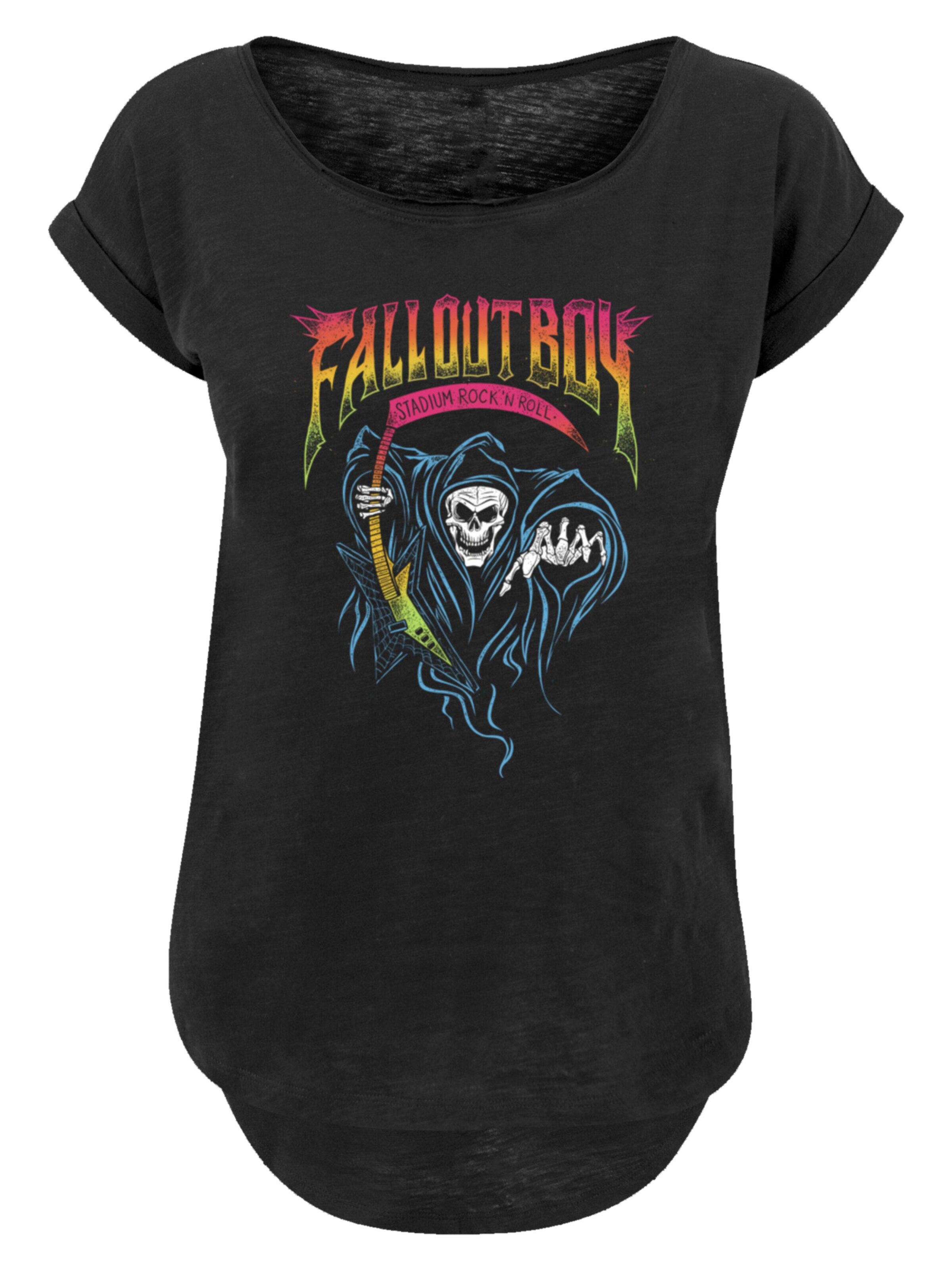 F4NT4STIC Shirt 'Fall Out Boy Rock And Roll Reaper' in Zwart: voorkant
