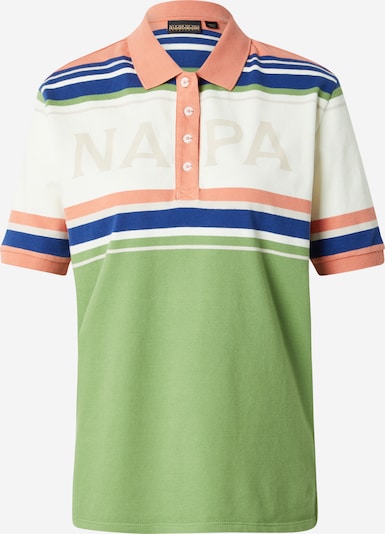 Tricou 'AULLA' NAPAPIJRI pe albastru gențiană / verde măr / portocaliu somon / alb, Vizualizare produs