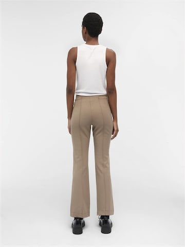 OBJECT Flared Pleat-Front Pants 'Iva Lisa' in Brown