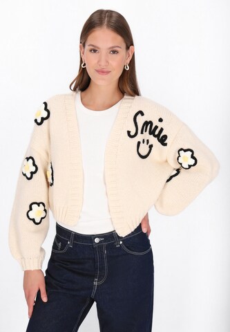 Cardigan swirly en beige : devant