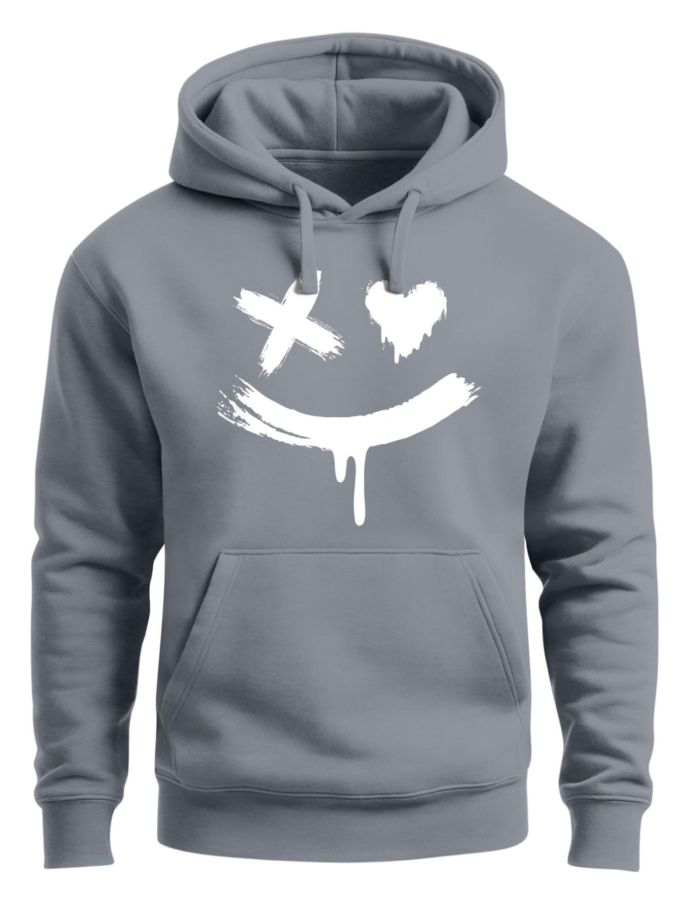 Neverless Sweatshirt 'Creepy Smile'‌‌‌ in Grau: Vorderseite