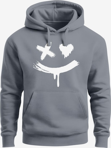 Neverless Sweatshirt 'Creepy Smile' in Grau: Vorderseite