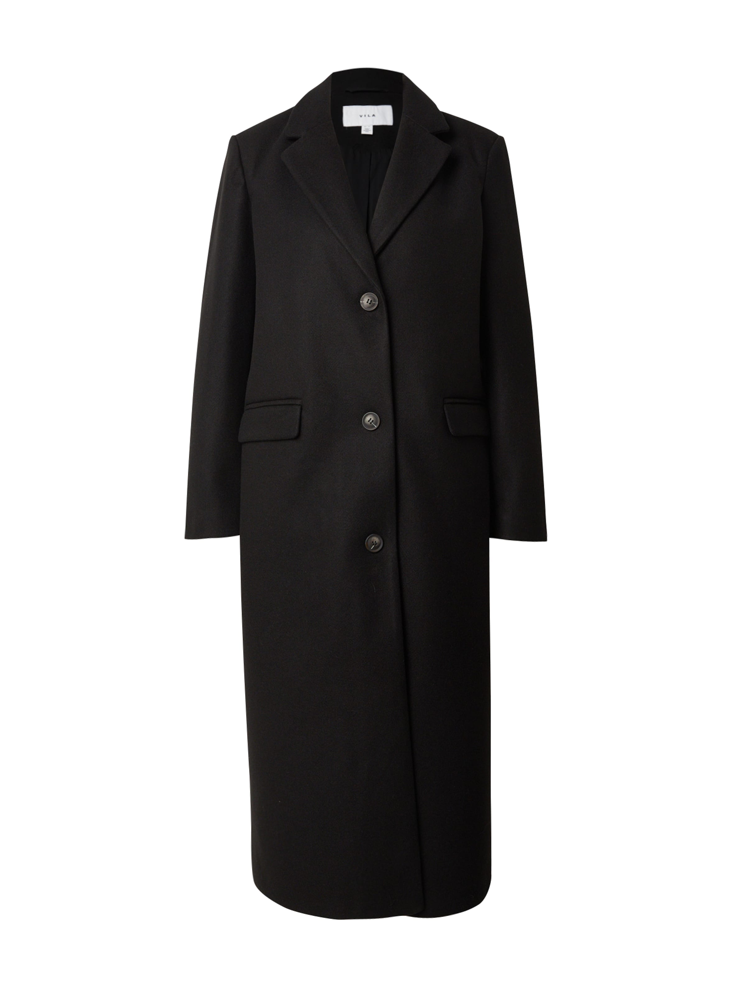 VILA Kevad-sügismantel 'Solo', värv must: eest vaates