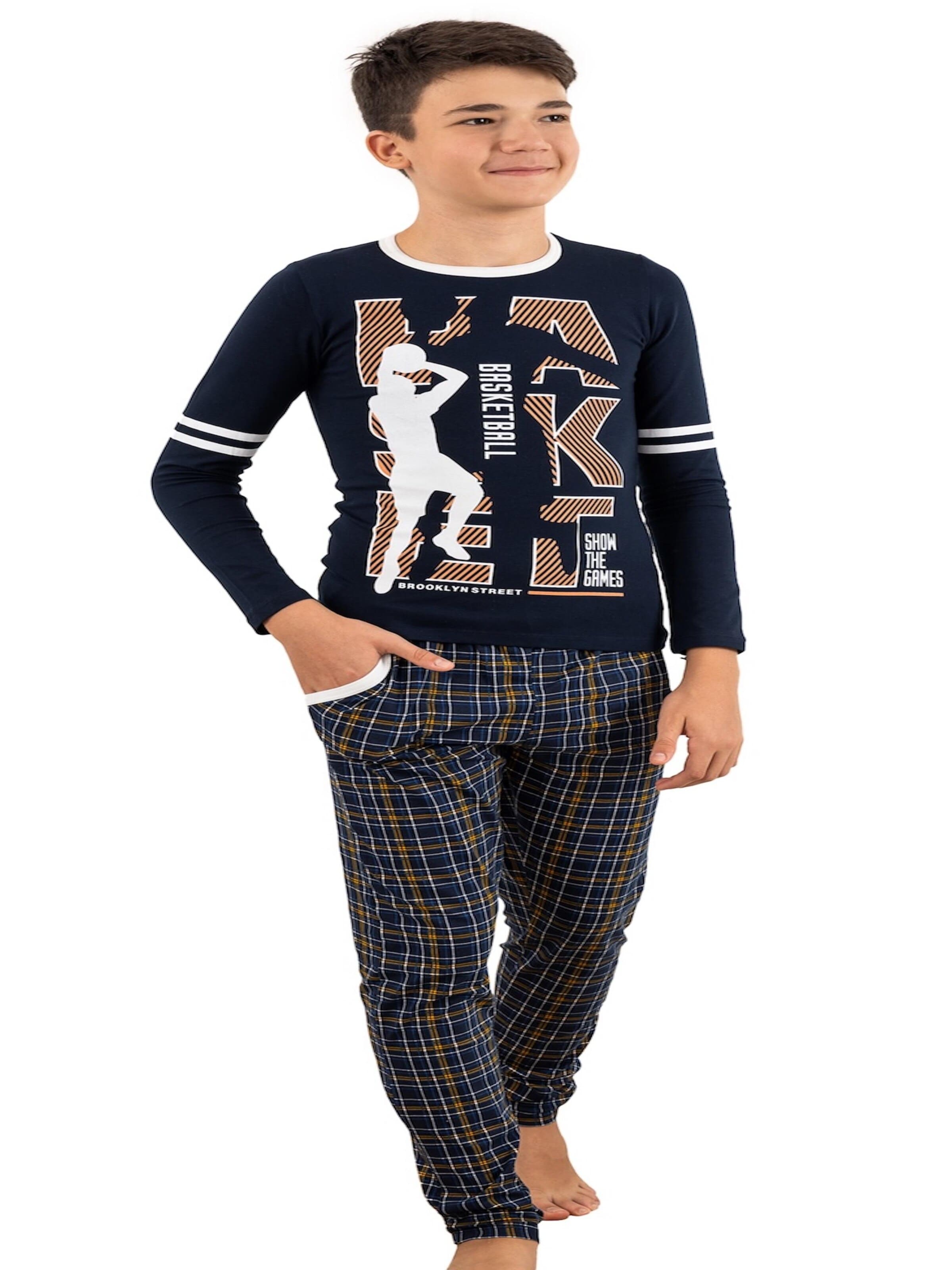 LOREZA Pajamas 'Jungen Schlafanzug Dylan' in Blue: front