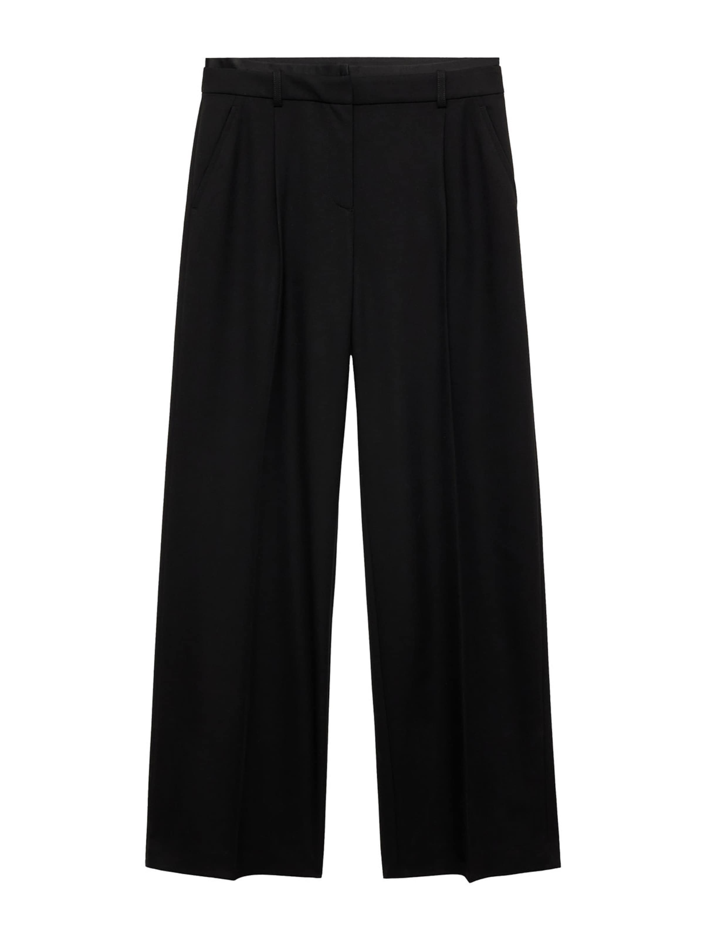 MANGO Wide Leg Bukser med lægfolder 'Spider' i sort: forside