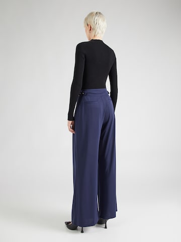 Lauren Ralph Lauren Široke hlačnice Hlače z naborki | modra barva