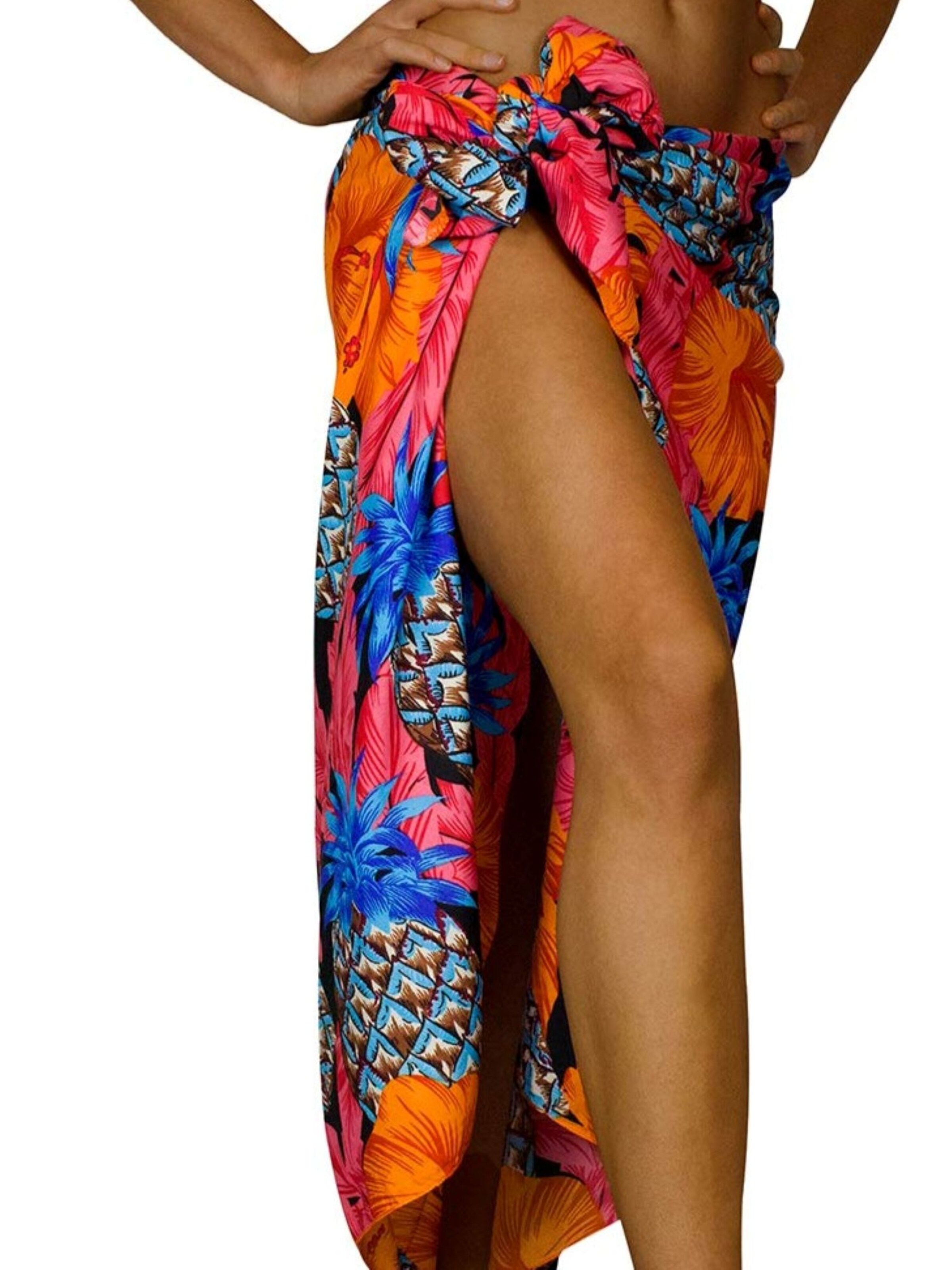 King Kameha Wrap 'Pineapple Hibiscus' in Red