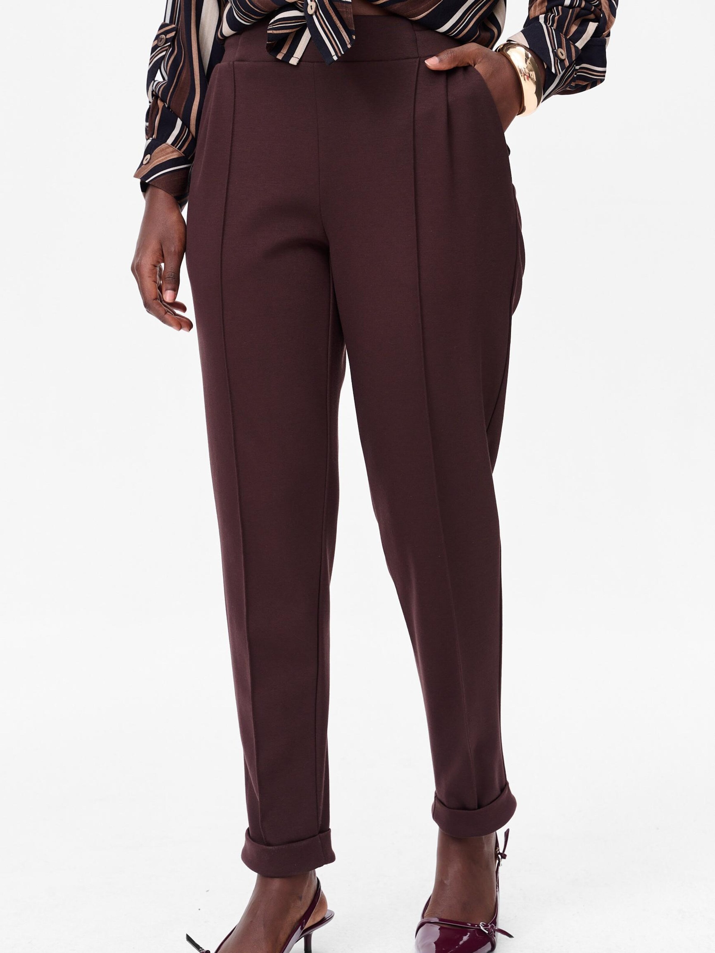 Blue Shadow Regular Pants in Brown: front