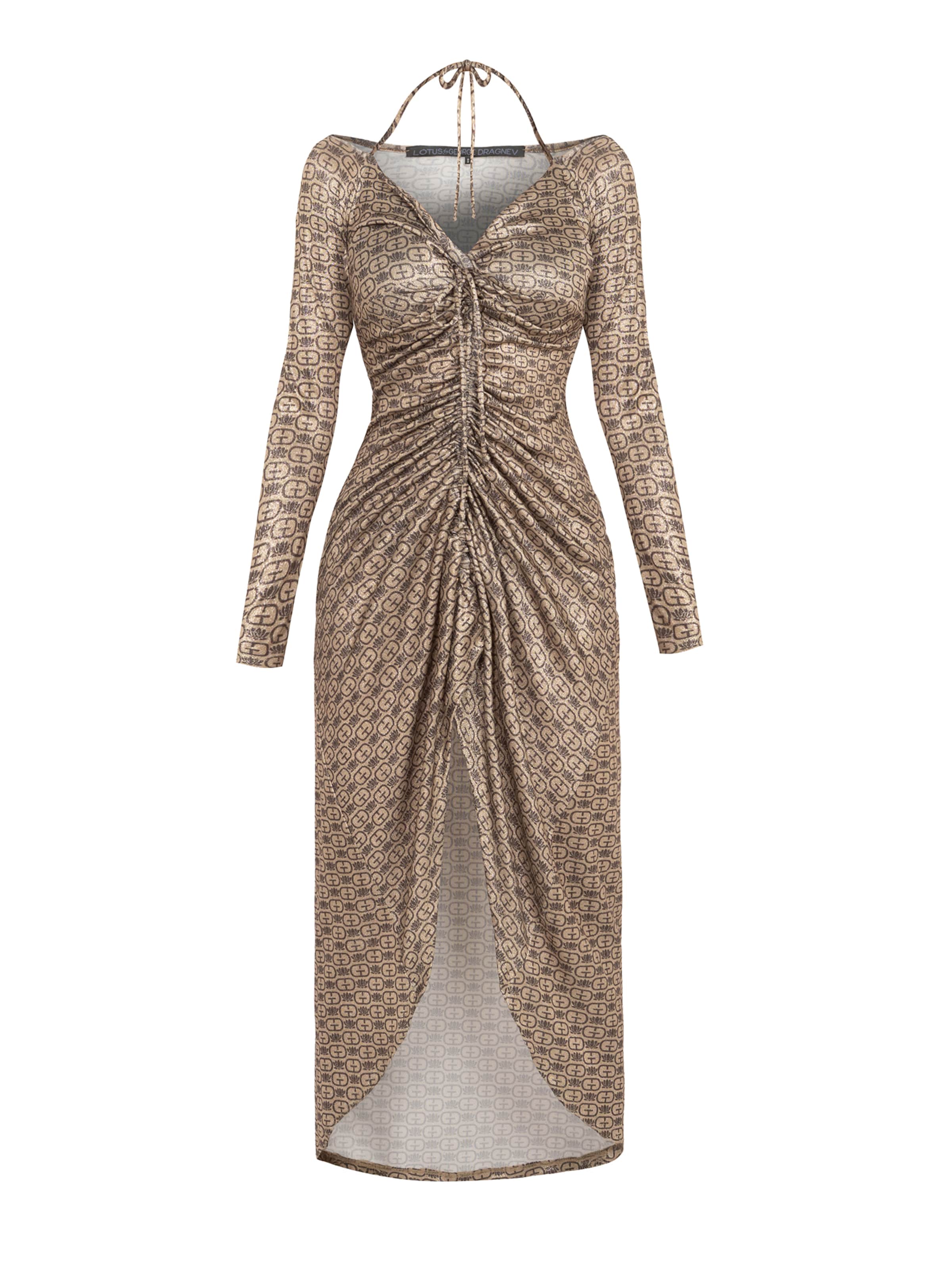 JIORO Jurk in Beige: voorkant