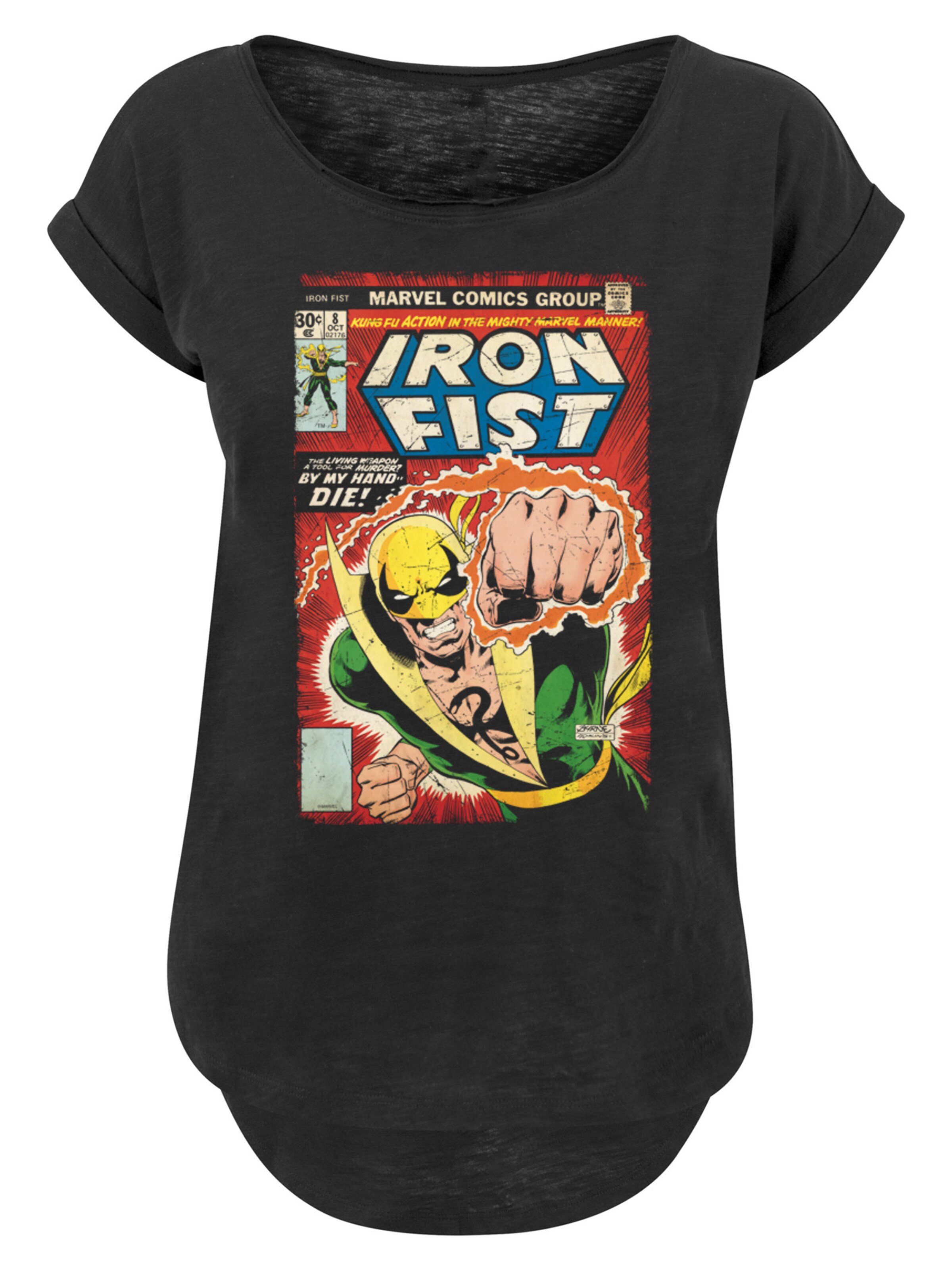 F4NT4STIC Shirt 'Marvel Iron Fist Cover' in Black: front