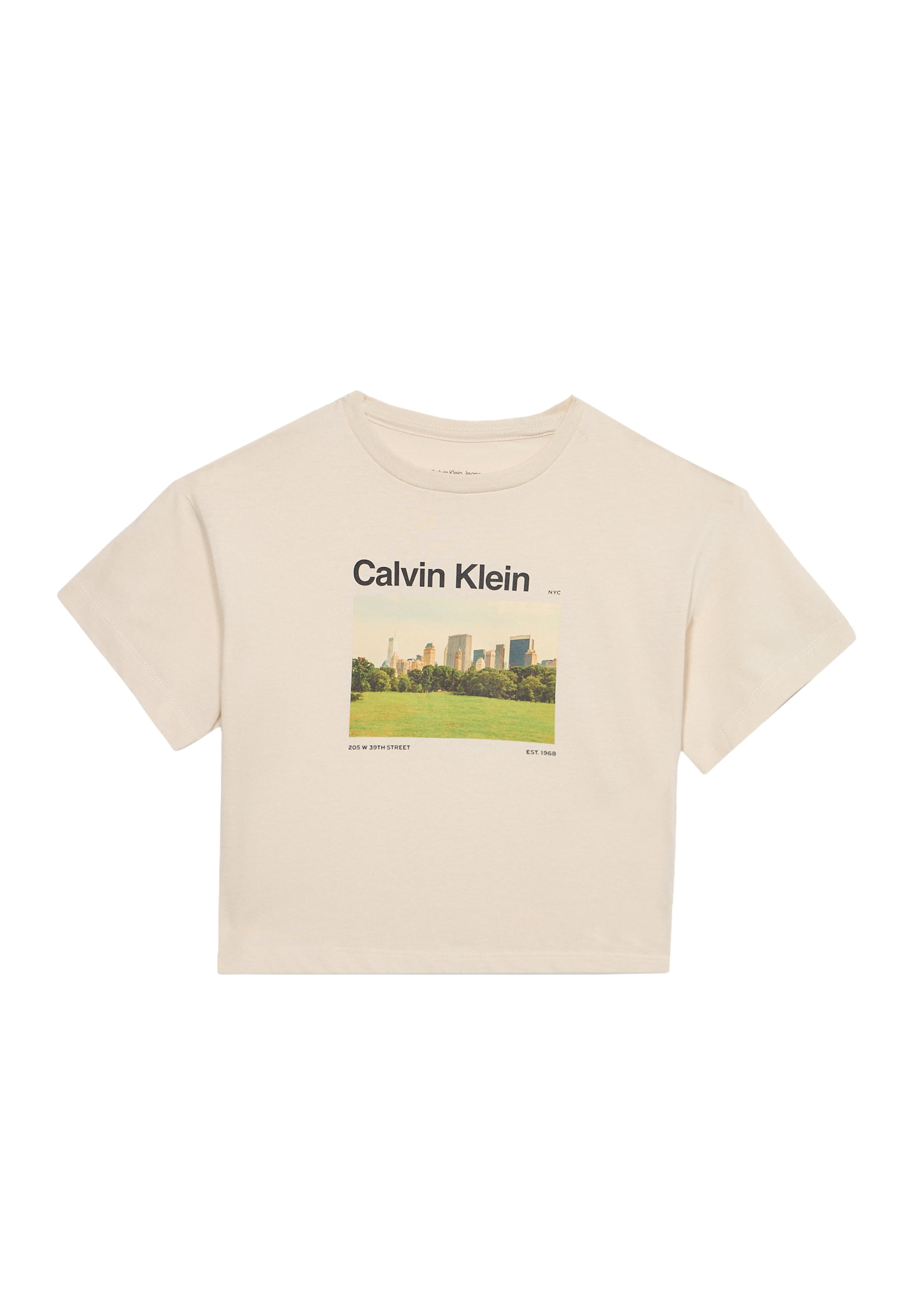 Calvin Klein Jeans Tričko 'CITY' – béžová: přední strana