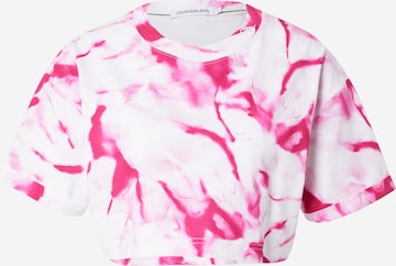 Calvin Klein Jeans Póló 'MARBLE' - rózsaszín: elől