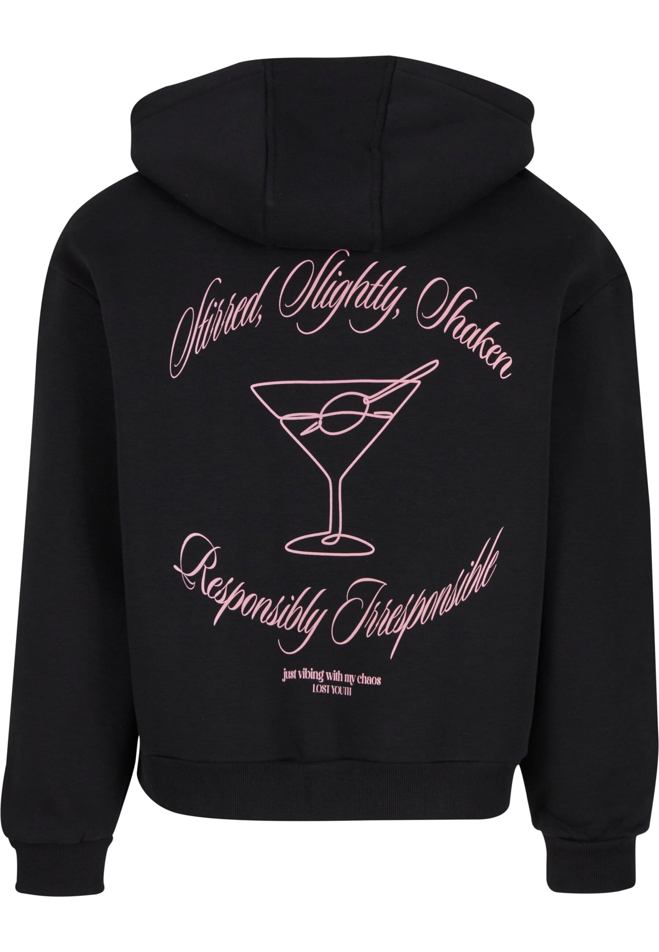 Giacca di felpa 'Responsibly Irresponsible' di Lost Youth in nero