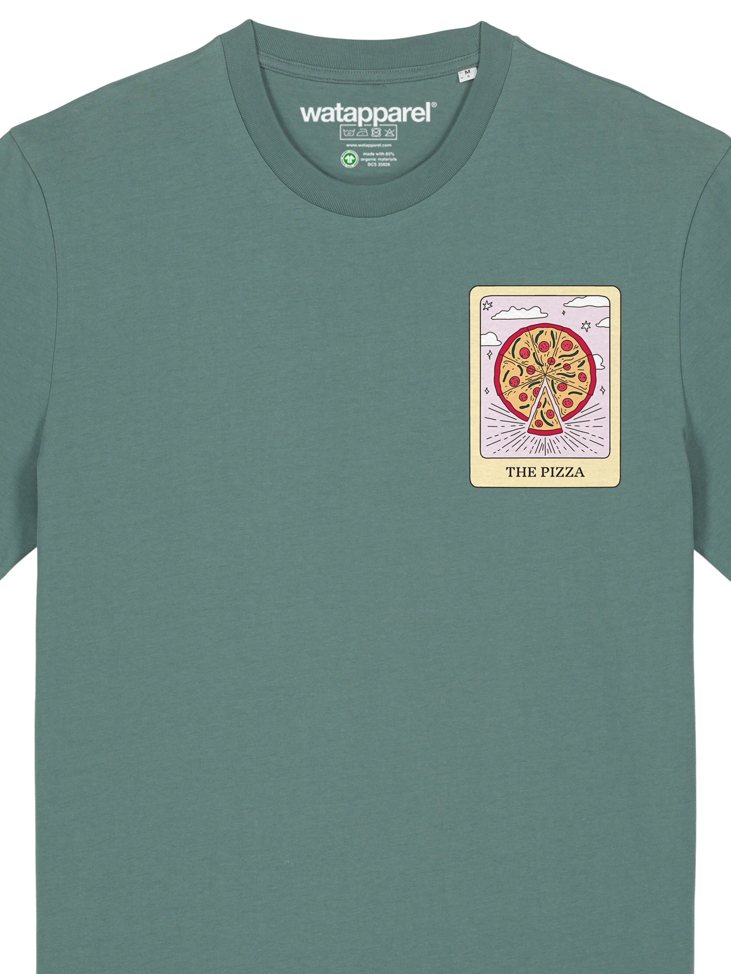 Maglietta 'Tarot The Pizza' di Watapparel in verde