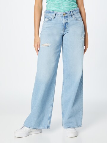 Wide leg Jeans de la River Island pe albastru: față