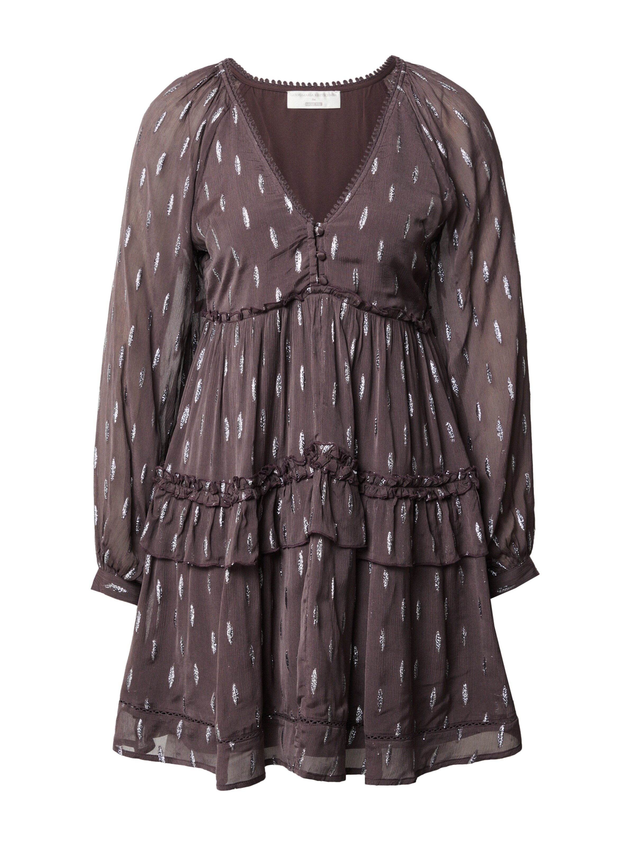 Guido Maria Kretschmer Women Рокля 'Fray' в кафяво / сребърно, Преглед на продукта