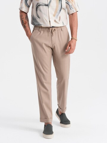 Coupe slim Pantalon 'Quintessence' Ombre en beige : devant