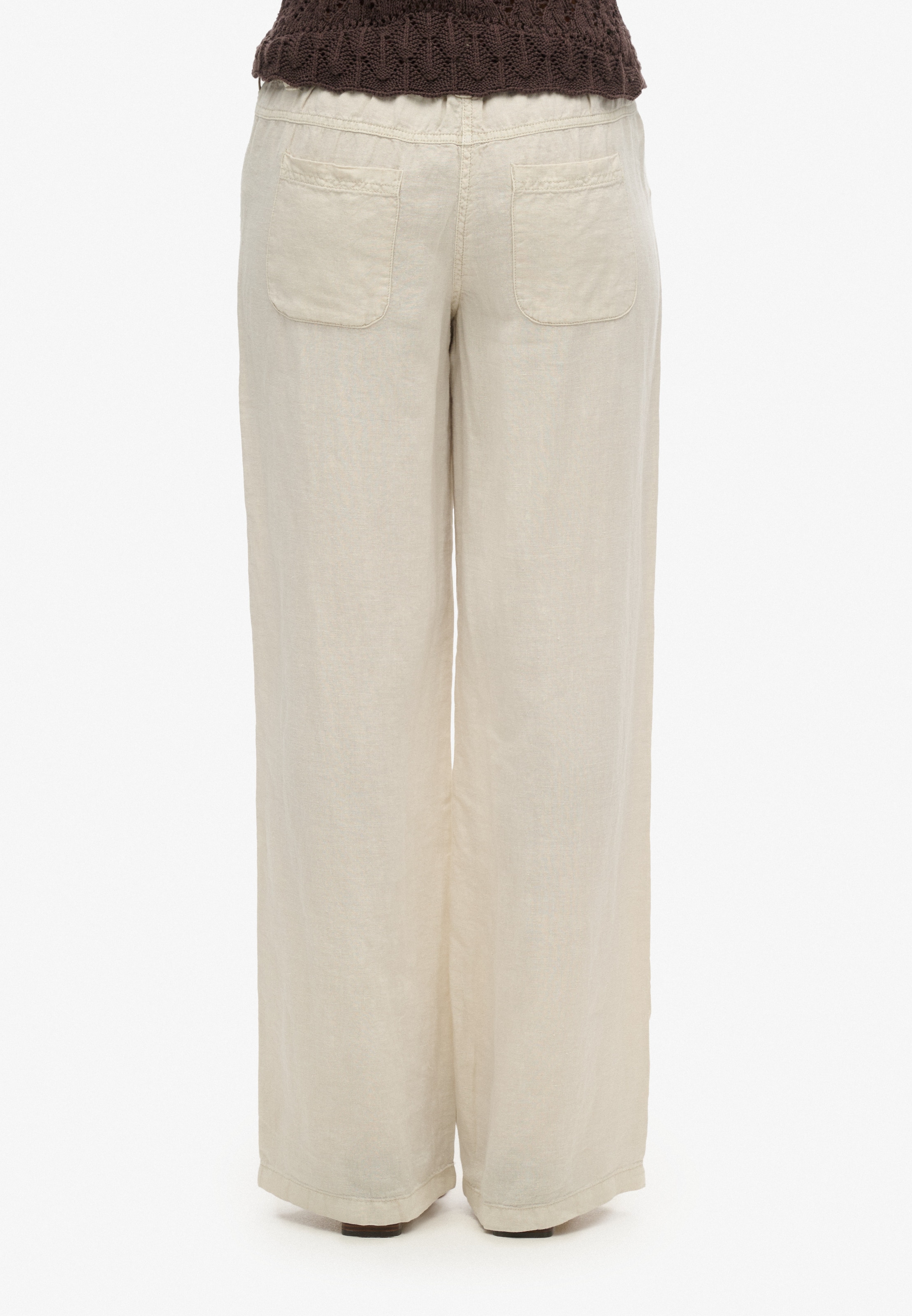 Superdry Wide leg Broek in Beige: voorkant
