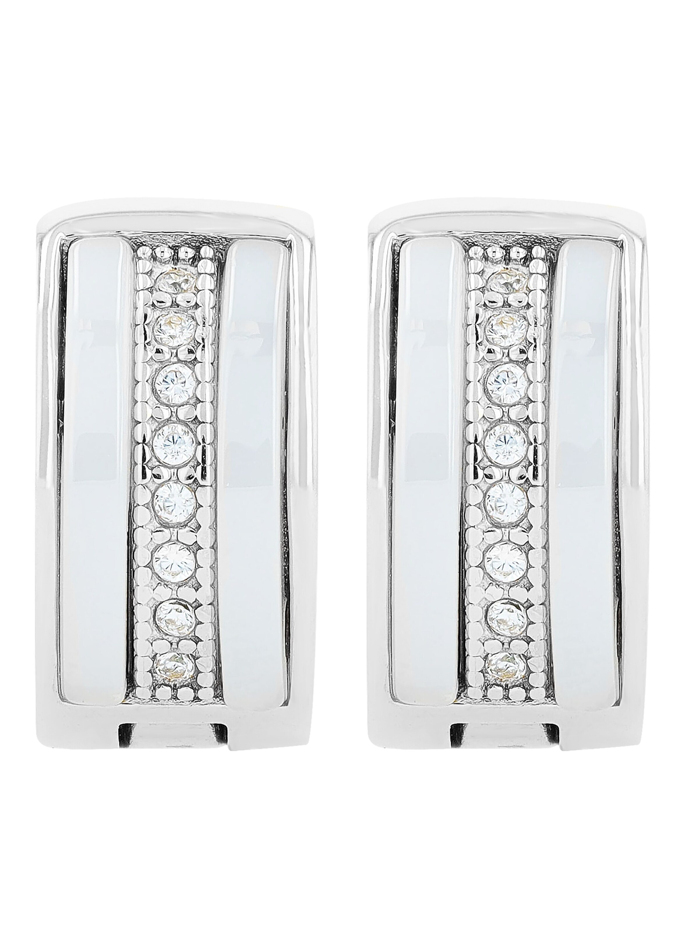 Akzent Earrings 'Edelstahl-Keramik, Zirkonia, langlebig' in Silver